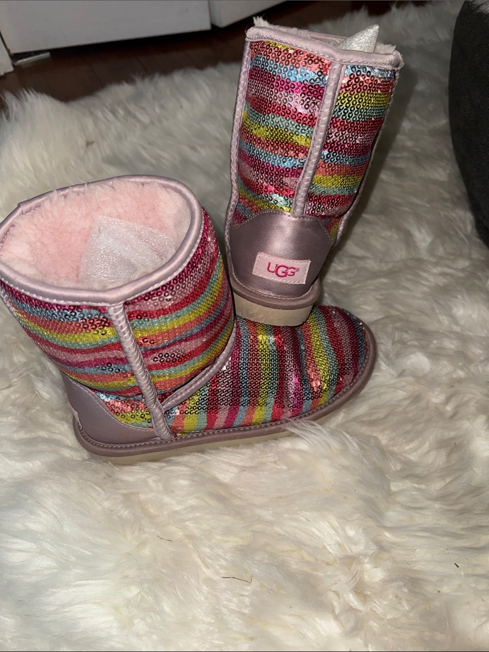UGG CLASSIC SHORT II MURAL WOMEN/KID SHORT BOOTS RAINBOW US KID 4/WOMEN 6/7